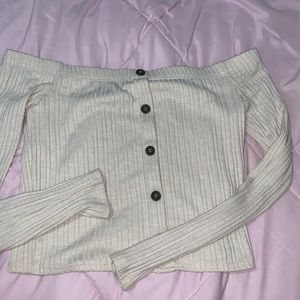Off shoulder beige long sleeve; new!
